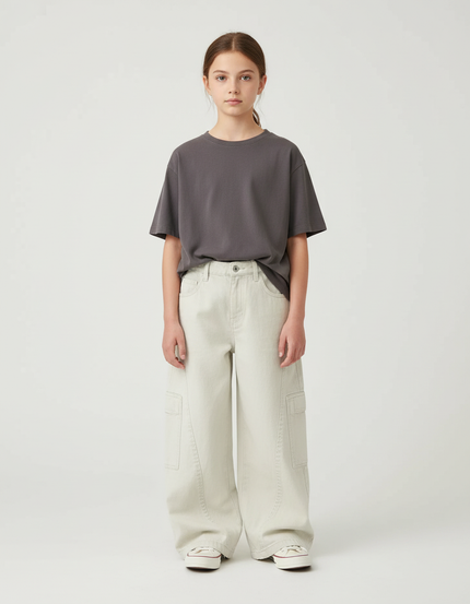 Pantalon Beige Ample Cargo Décontracté Garçon - Jean
