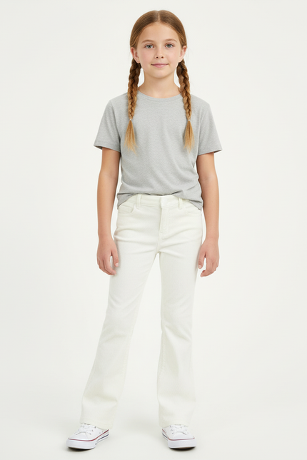 Pantalon Beige Côtelé Évasé Enfant Fille - Cordé