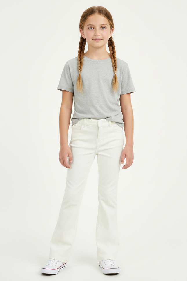 Pantalon Beige Côtelé Évasé Enfant Fille - Cordé