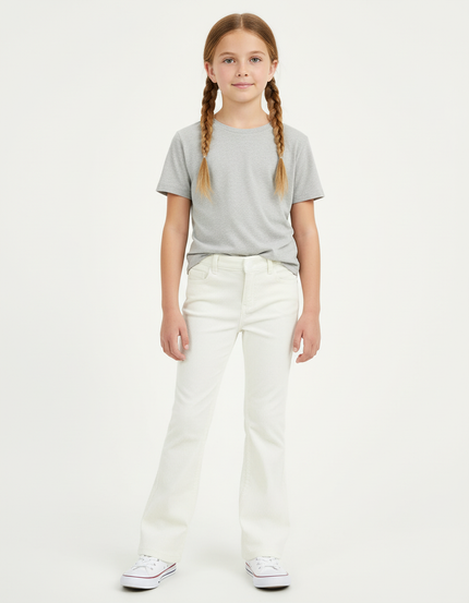 Pantalon Beige Côtelé Évasé Enfant Fille - Cordé
