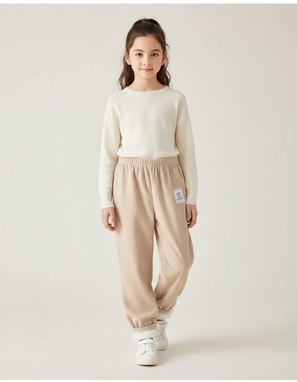 Pantalon Beige Molletonné Doux Confortable Enfant