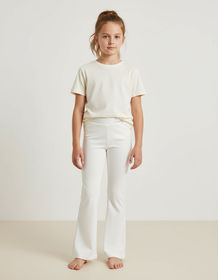 Pantalon Beige Évasé Fluide Confortable Fille - Maille