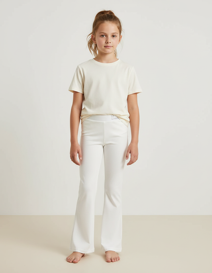 Pantalon Beige Évasé Fluide Confortable Fille - Maille