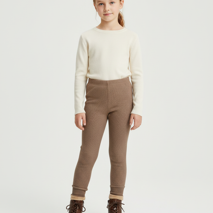Pantalon Beige Côtelé Chaud Enfant Confortable - Marron Maille