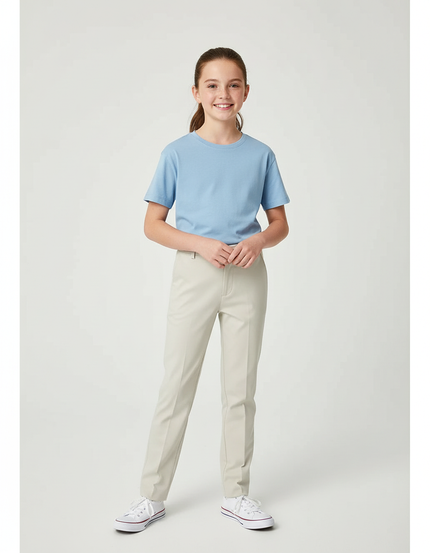 Pantalon Beige Droit Décontracté Extensible Enfant - Polyester