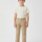 Pantalon Beige Droit Coton Élégant Garçon Pli