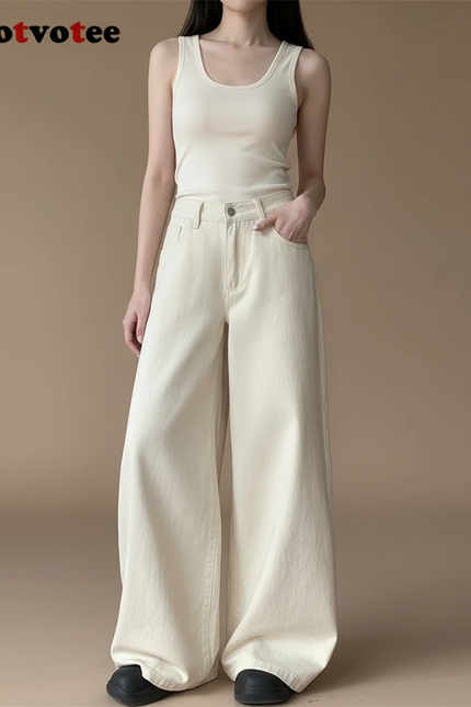 Pantalon Baggy Beige Femme - Jean