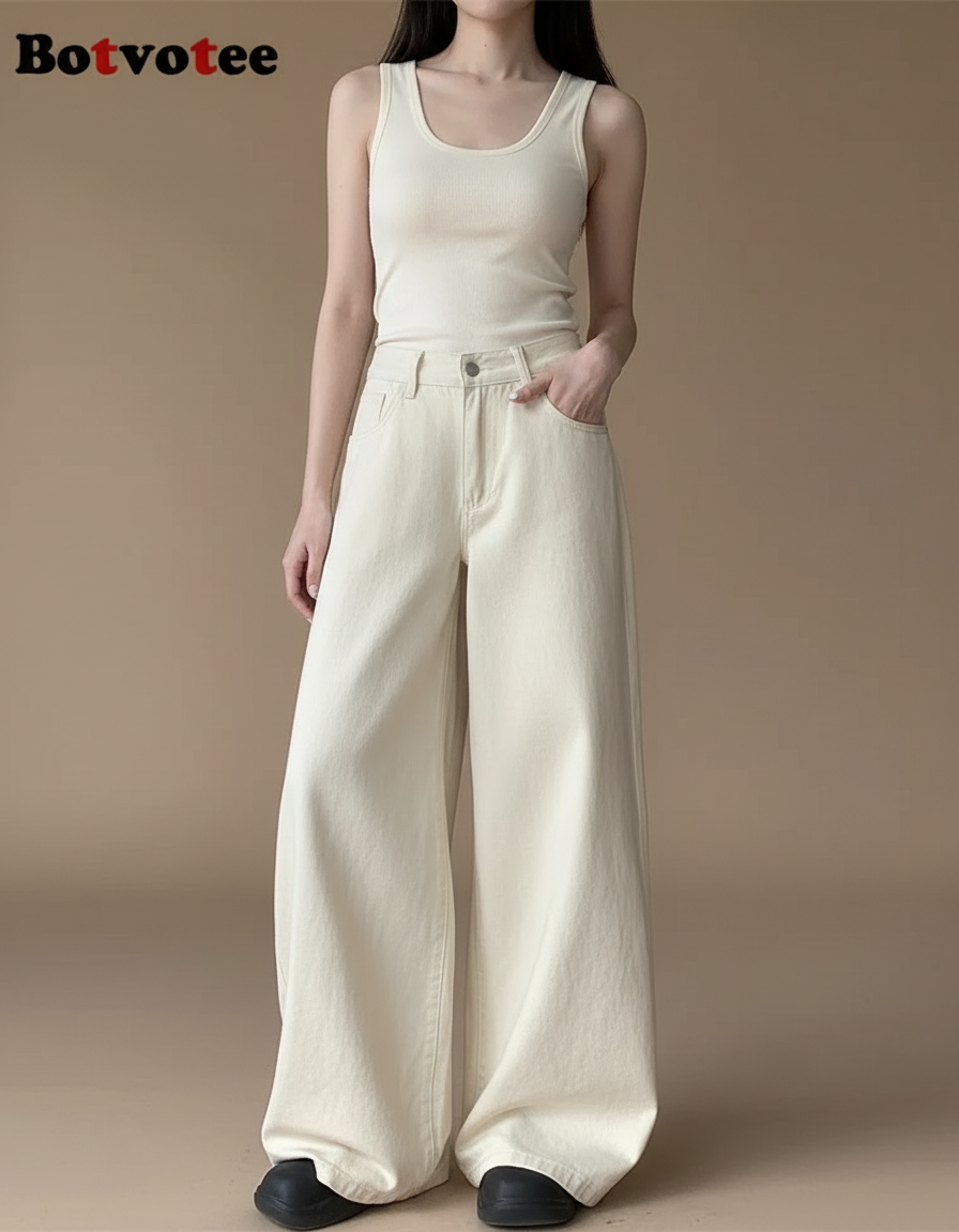 Pantalon Baggy Beige Femme - Jean