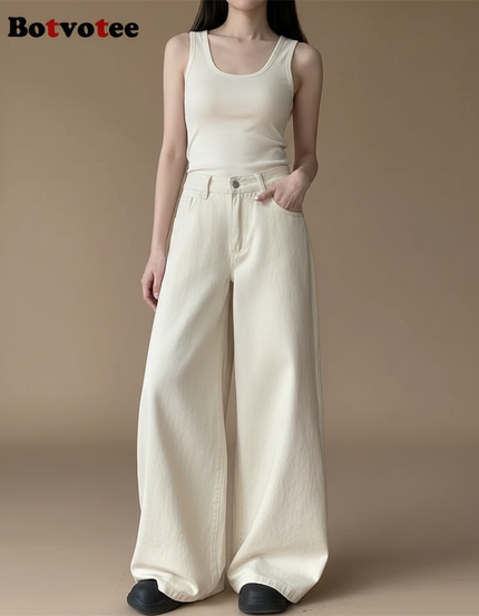 Pantalon Baggy Beige Femme - Jean
