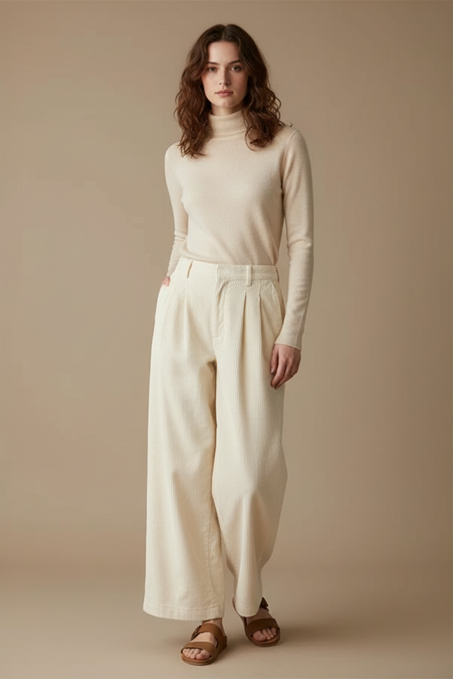 Pantalon Beige 9874 - Cordé