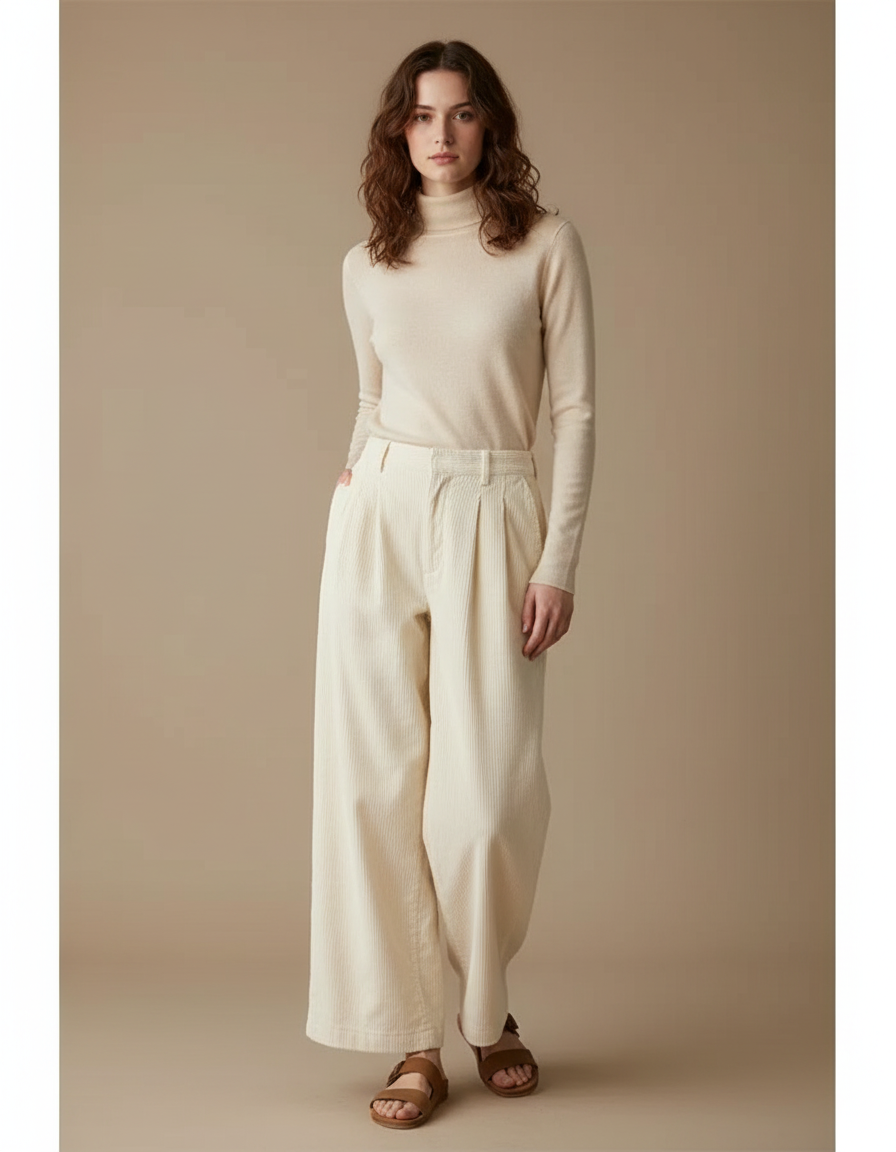 Pantalon Beige 9874 - Cordé