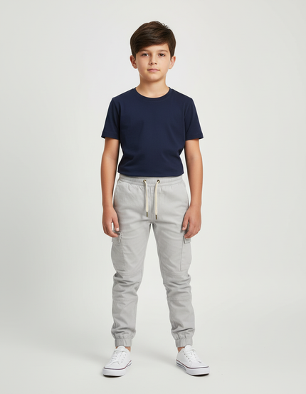 Pantalon Beige Cargo Coton Confortable Garçon - Gris