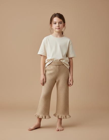 Pantalon Beige Fille - Camel Maille