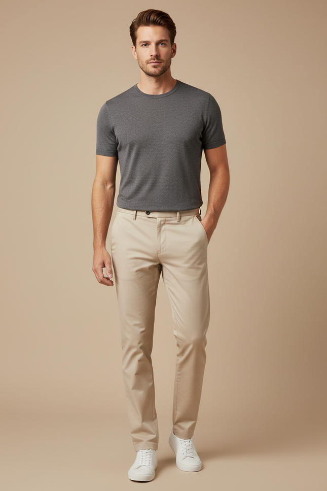 Pantalon Chino Beige Homme - Coton