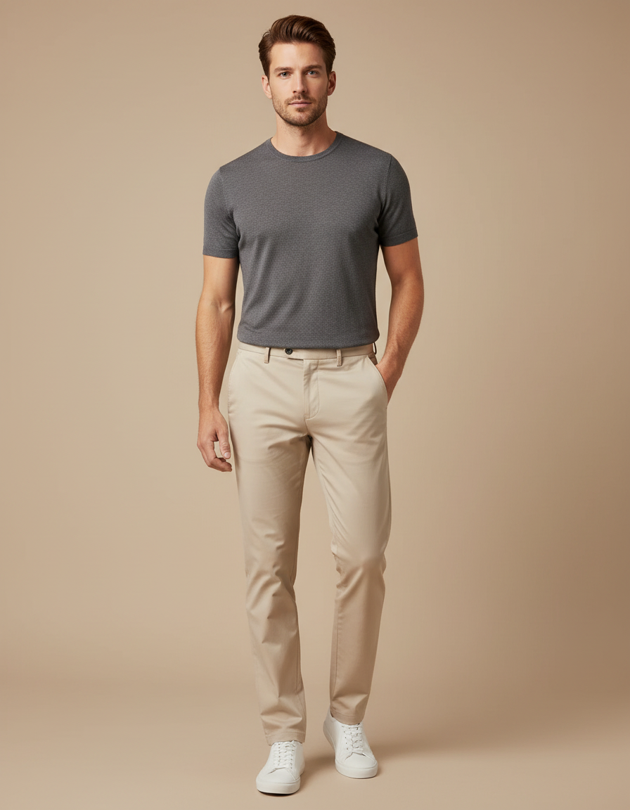 Pantalon Chino Beige Homme - Coton