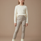 Pantalon Beige Côtelé Fille Broderie Polaire Hiver - Maille