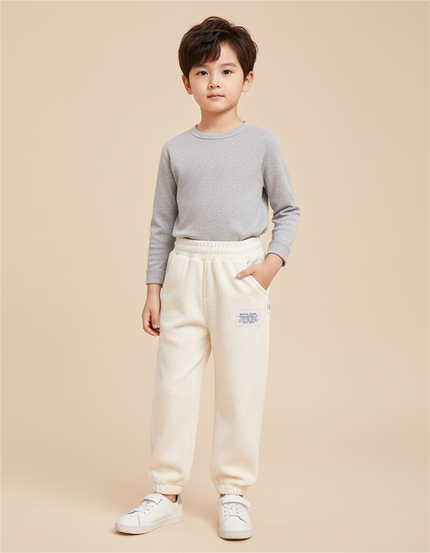 Pantalon Beige Côtelé Épais Garçon Décontracté - Cordé