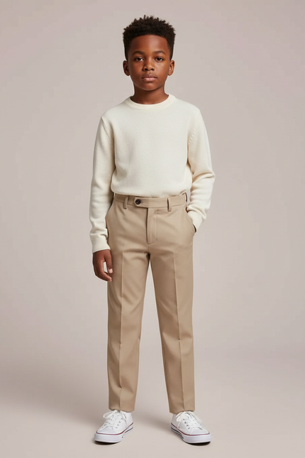 Pantalon Beige Slim Fit Formel Enfant - Gabardine