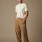Pantalon Beige Polaire Brodé Ample Décontracté Homme - Marron Molleton