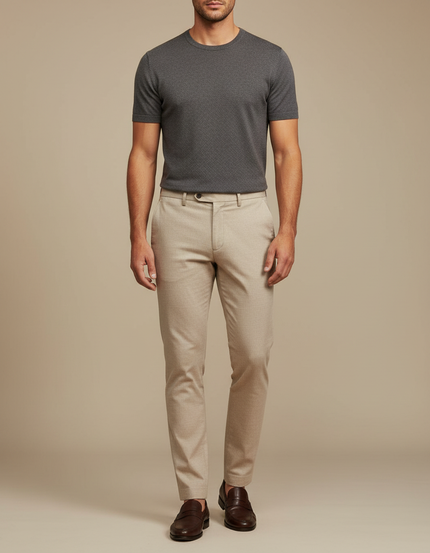 Pantalon Beige Homme Slim Fit Élégant Décontracté - Gabardine