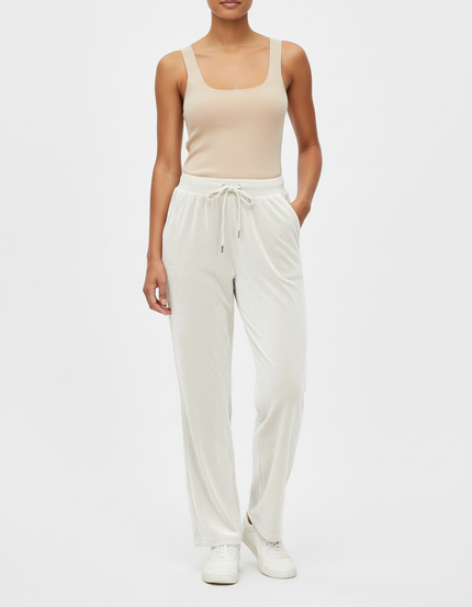 Pantalon Beige Velours Droit Décontracté Confortable Femme