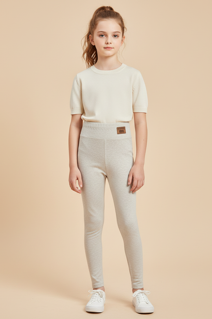 Pantalon Beige Coton Stretch Enfant Confortable - Molleton