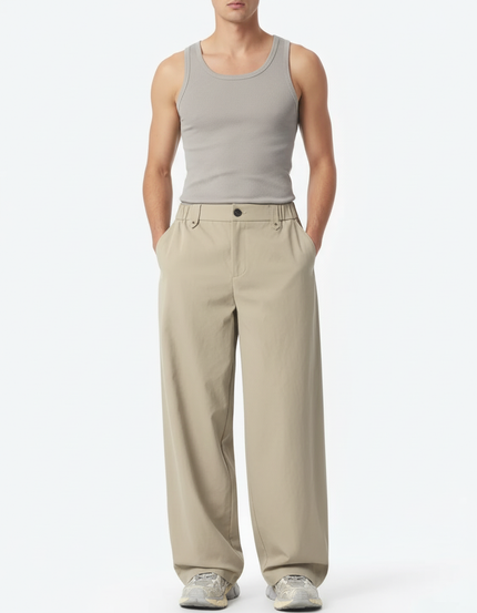 Pantalon Beige Ample Décontracté Homme Coton - Gabardine