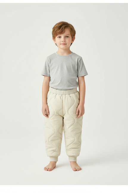 Pantalon Beige Matelassé Hiver Enfant Rembourré Chaud - Polyester