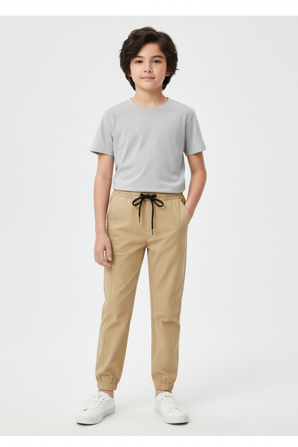 Pantalon Beige Jogger Coton Décontracté Enfant