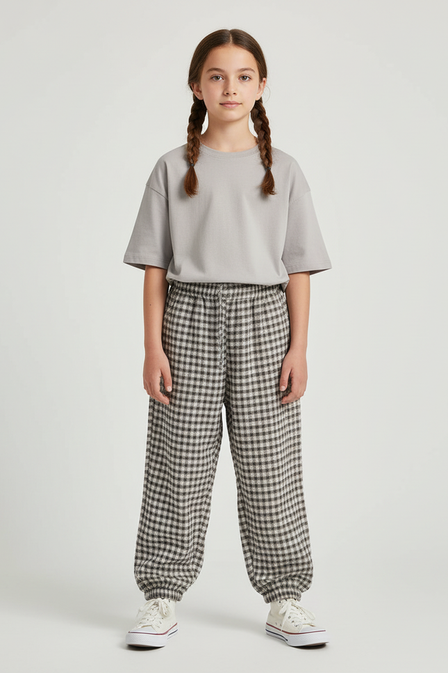 Pantalon Carreaux Beige - Tweed