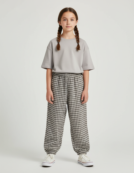 Pantalon Carreaux Beige - Tweed