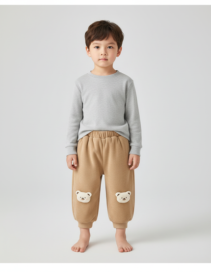 Pantalon Beige Ample Molletonné Ours Enfant