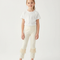 Pantalon Beige Fille Dentelle Nœuds Cheville Élégant - Maille
