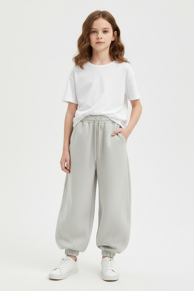 Pantalon Beige Ample Sport Décontracté Enfant - Molleton