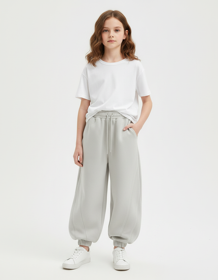 Pantalon Beige Ample Sport Décontracté Enfant - Molleton