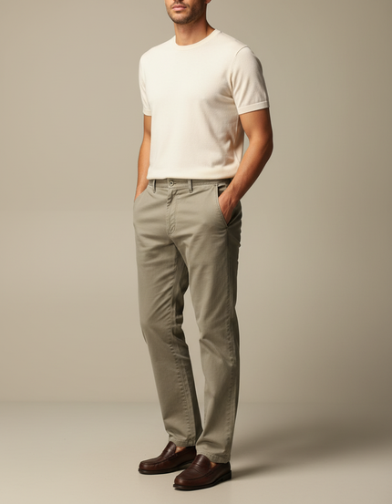 Pantalon Beige Coton Droit Classique Homme - Kaki