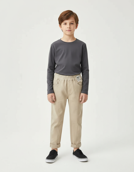 Pantalon Beige Enfant Décontracté Coton Confortable - Toile
