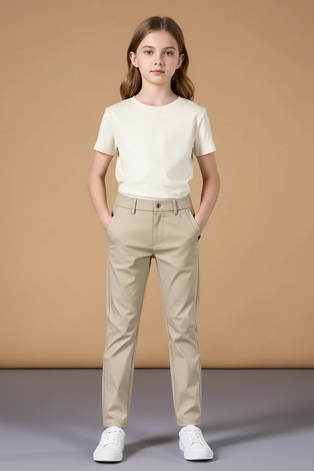 Pantalon Beige Droit Décontracté Coton Enfant