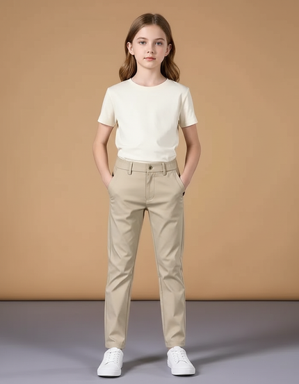 Pantalon Beige Droit Décontracté Coton Enfant