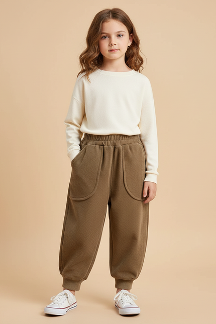 Pantalon Beige Foncé - Kaki Molleton