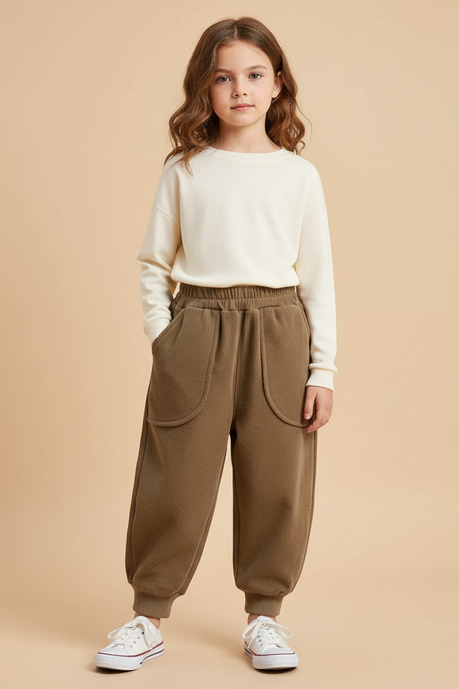 Pantalon Beige Foncé - Kaki Molleton