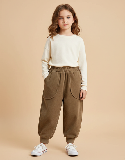 Pantalon Beige Foncé - Kaki Molleton