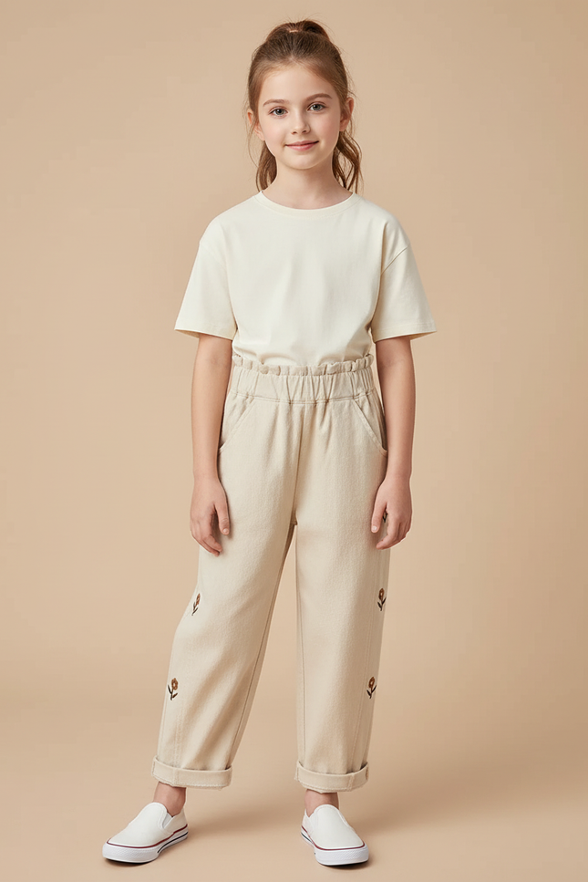 Pantalon Oversize Beige - Coton