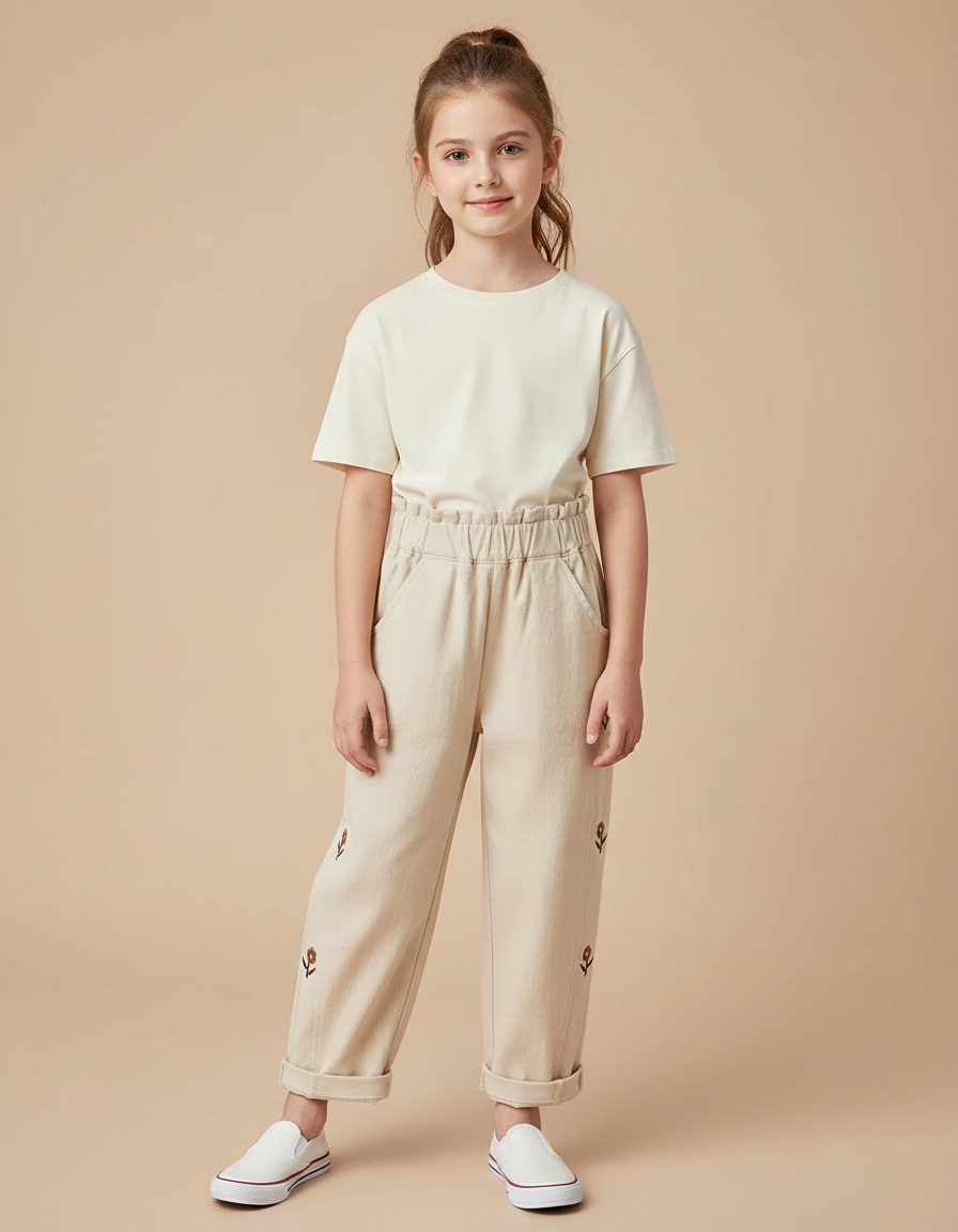 Pantalon Oversize Beige - Coton