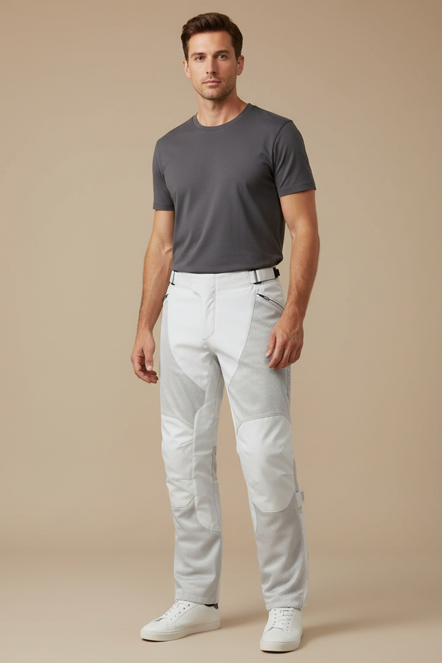 Pantalon Beige Moto Mesh Léger Respirant Homme - Gris Maille