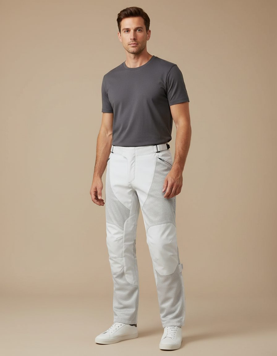 Pantalon Beige Moto Mesh Léger Respirant Homme - Gris Maille