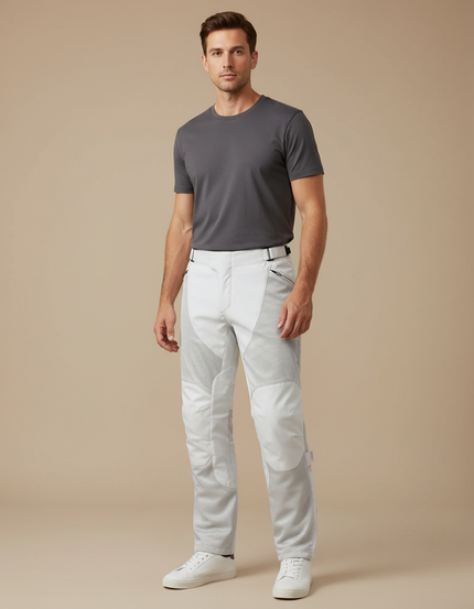 Pantalon Beige Moto Mesh Léger Respirant Homme - Gris Maille