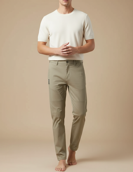Pantalon Beige Homme Chino Slim Extensible Léger - Kaki Gabardine