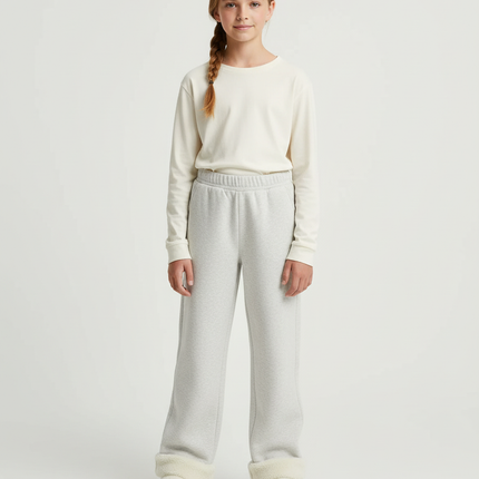 Pantalon Beige Molleton Droit Confortable Enfant - Gris