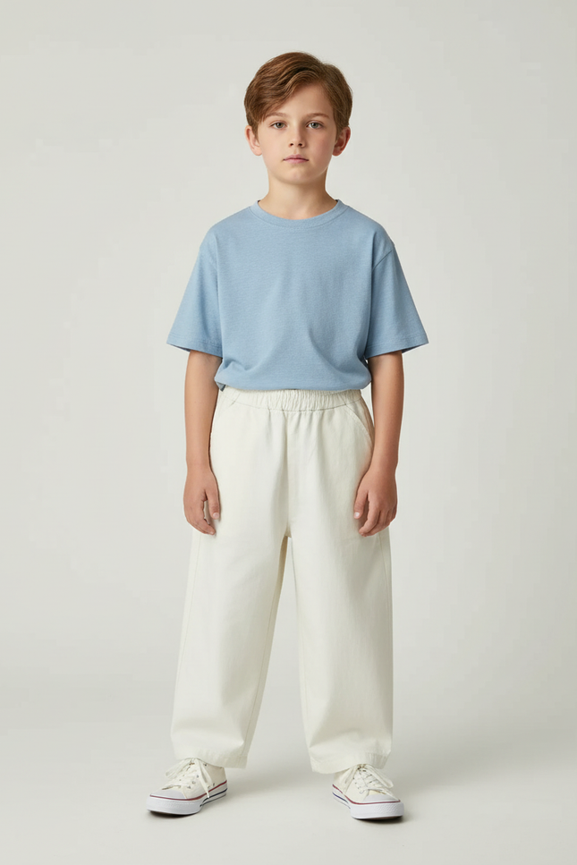 Pantalon Beige Ample Coton Décontracté Enfant Garçon - Toile